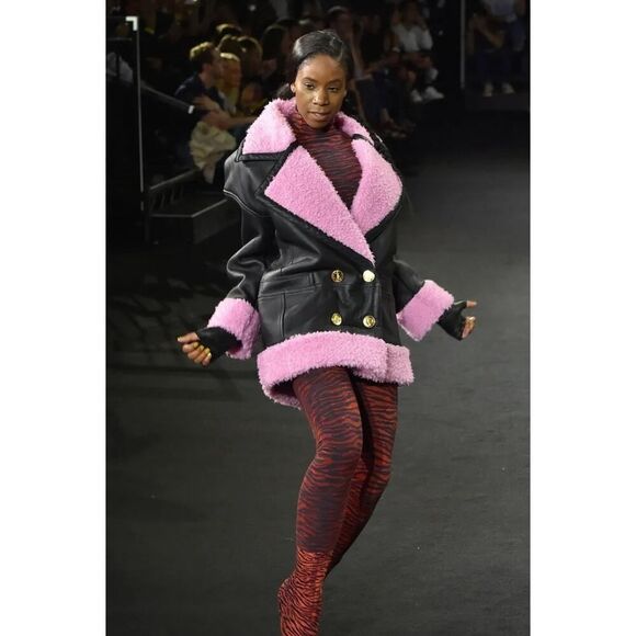 H&M x Kenzo Leather Shearling Jacket Celebrity Runway Look 🌟🔥 sz Small - Picture 3 of 15